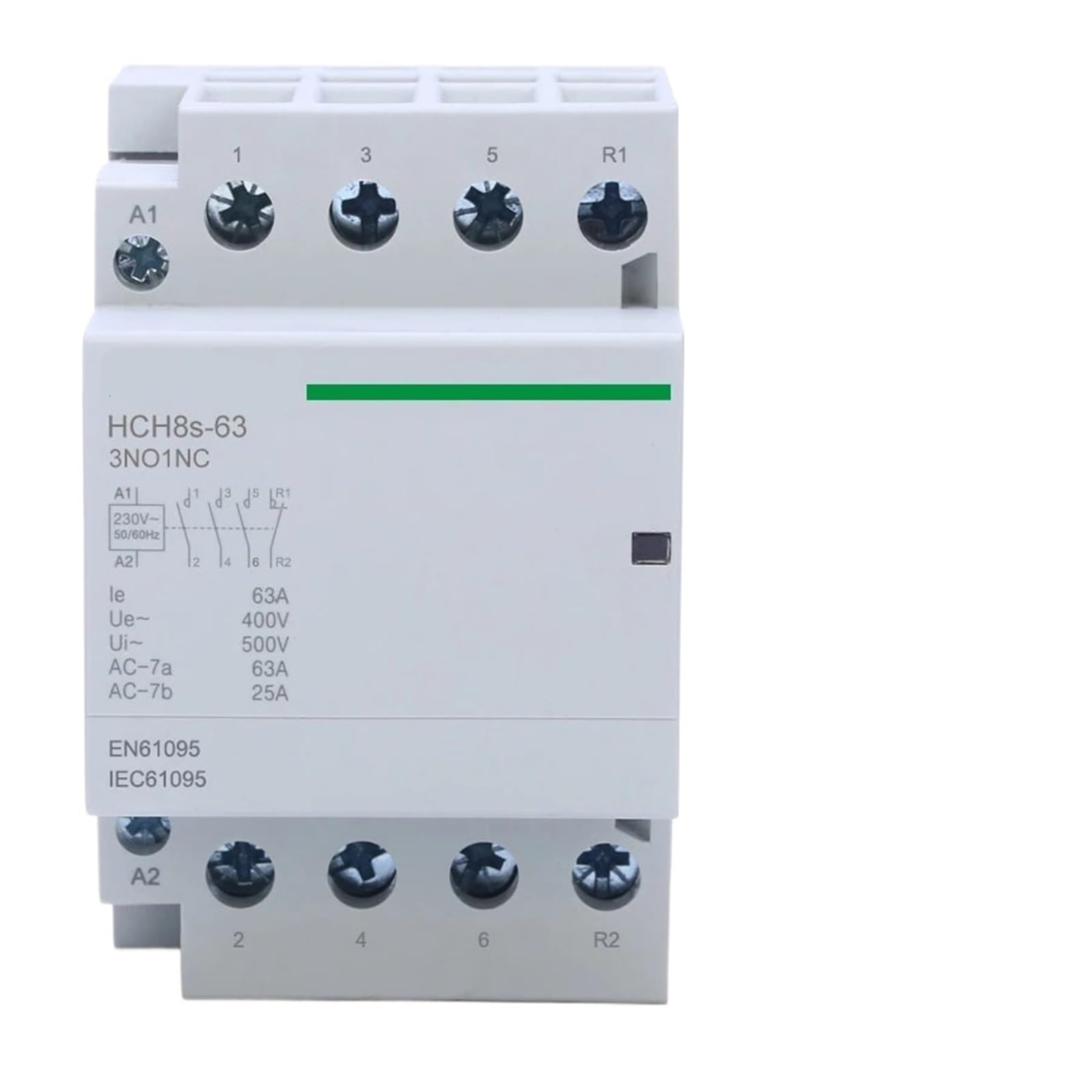 QNEZIQTMH HCH8s-63 Modular Contactor 4P 63A 4NO 4NC 2NO2NC 380V 220V 110V AC 24V Automatic Household Contactor Din Rail Type iCT 50/60Hz(4p 63a 2no2nc Ac230v)