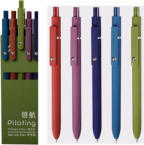 Senco - Paquete de 5 bolígrafos de gel negros, secado rápido, punta fina, retráctiles, bolígrafos de bola (0.020 in) para escuela, oficina, hogar,