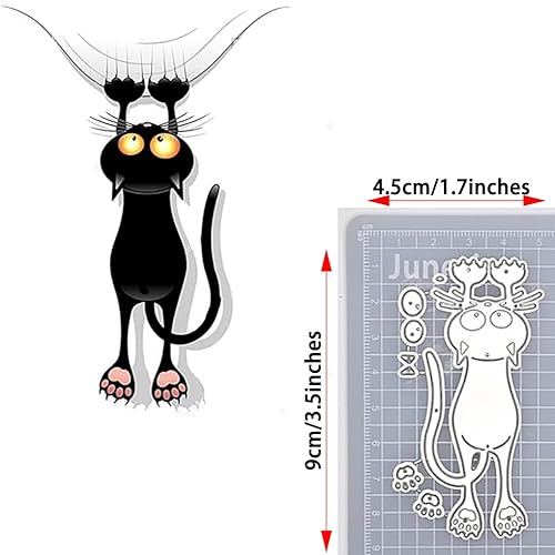 Miniatura 5 de 4 piezas de nuevos divertidos gatos negros troqueles de corte de metal encantador conjunto de plantillas para álbumes de recortes DIY