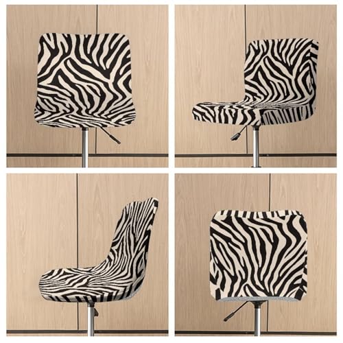 Image of Zebra Stripes Bar Stool Cover Stretch Counter Stools Pub Chair Slipcover for Dining Room Removable Anti-Scratches Spills Chair Covers for Dining Room Chairs Set of 4