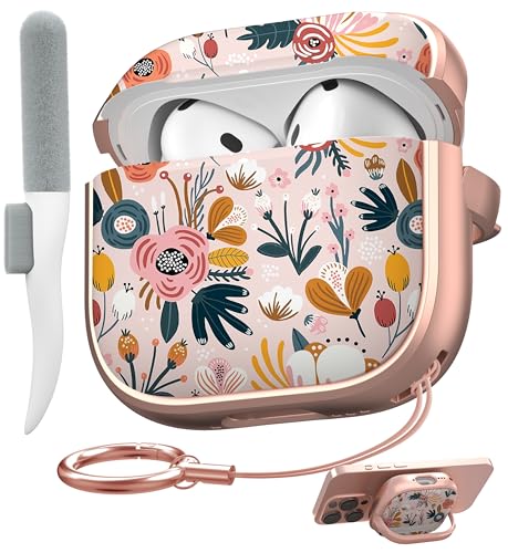 Coque pour AirPods 4 motif floral, le cadeau parfait pour femme et fille avec kit de soin
