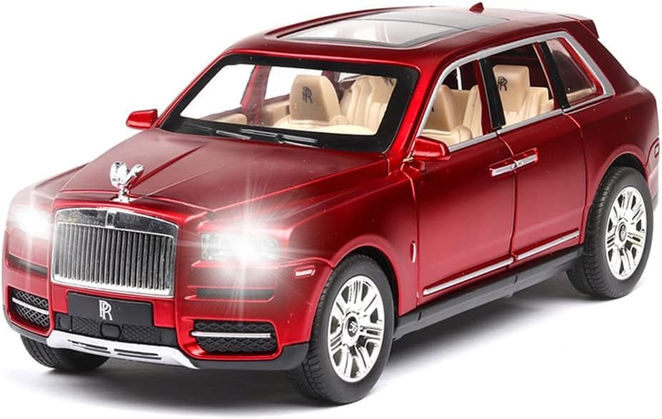 Image of 1:24 Rolls-Royce Cullinan Diecast Model Car Alloy Pull Back Toy Car with Sound & Light, Collectible Vehicle for Kids & Adults, Birthday Gift for Boys & Girls (Red)