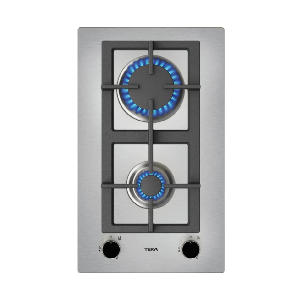 TEKA Placa de Gas 30 cm, 2 Fuegos, Mandos Frontales Metalizados, Quemadores Alta Eficiencia, Autoencendido, Modelo EFX 30.1 2G AI AL CI