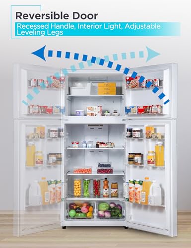Image of BLACK+DECKER 18.1 Cu. Ft. Top Mount Refrigerator with Ice Maker, 2-Door Refrigerator with Top Freezer, Freezer with Icemaker and Adjustable Temperature Control, ENERGY STAR, BR1810HIMW, White