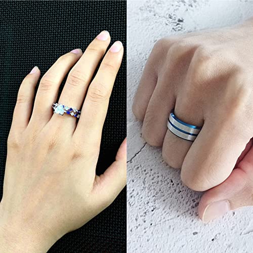 Bague Couple en Acier KnSam Cadeau Romantique Princesse Cœur