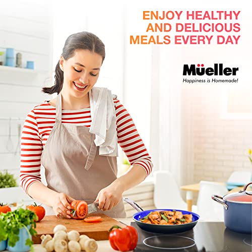 Mueller Ultraclad Sapphire Pots And Pans Set Nonstick, 14 Piece Induction Cookware Sets, Aluminum Body, Includes Non Stick Frying Pans, Deep Frying Pan, Sauce Pans For Cooking, Dutch Oven And More #TOP6