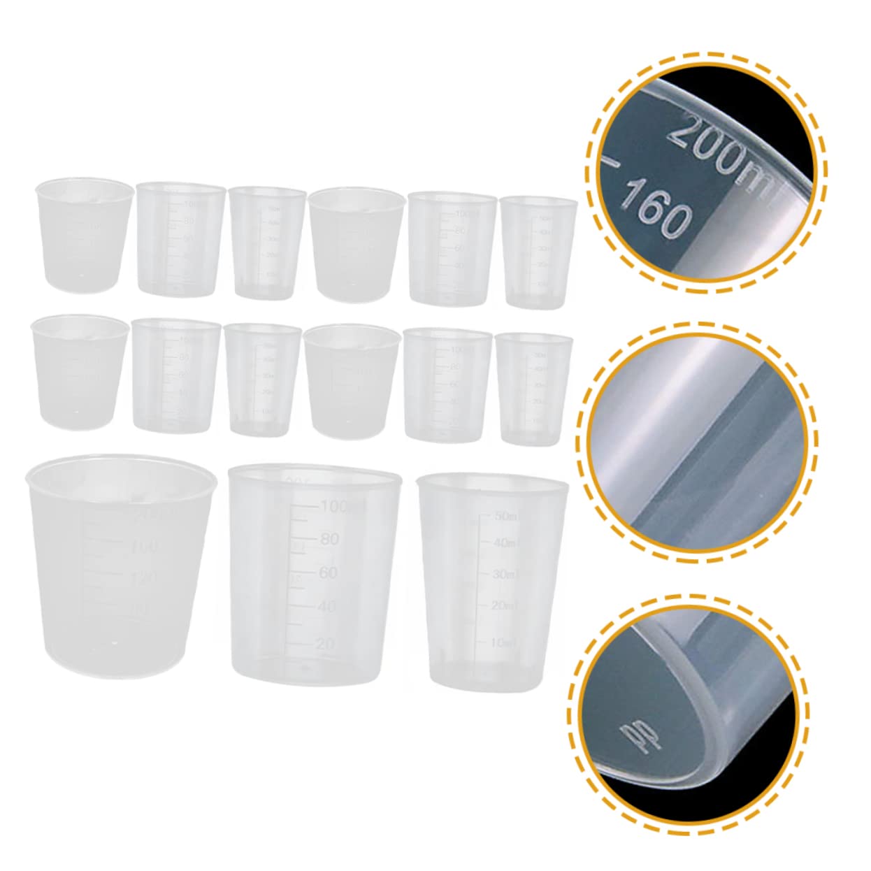 Misurini Graduati 50 Pezzi 50/100/200ml in Pp Trasparente