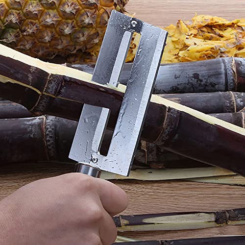 Image of P-PLUS INTERNATIONAL Planer Knife, Pineapple Pineapple Peeling Knife, Sugarcane Peeling Knife, Iron and Natural Non-Slip Wooden Wood Straight Handle Anti-Slip Knife (Pack of 1)