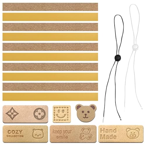 Korkenstreifen Selbstklebend, 10 PCS Hutband Innen zum Verkleinern mit 2 PCS Hutschnur, Hut Verkleinerung mit 6 PCS Handmade Label, Korkstreifen zum Anpassen Der Hutgröße 200 * 20 * 2 mm