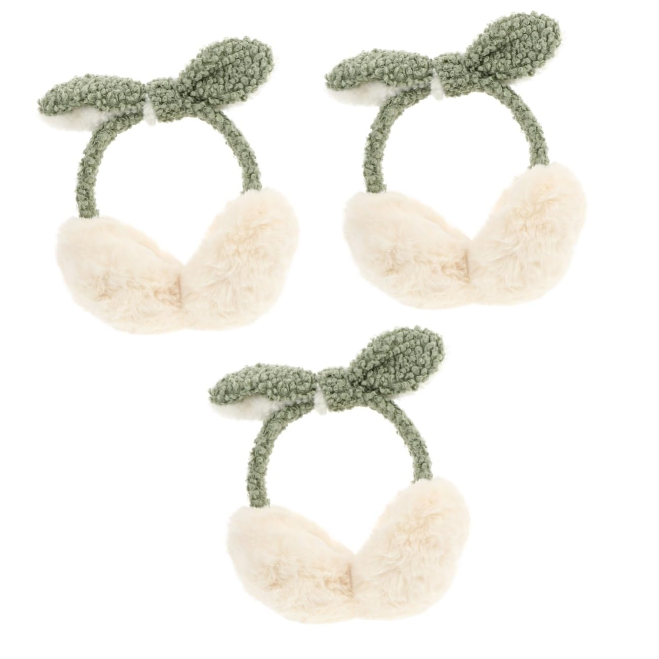3piezas Diadema De Orejeras De Peluche Gruesas Para Mujer Diseño De Orejas De Conejo Aislantes Térmicos Para Oídos Para Invierno y Almacenamiento y Portátil
