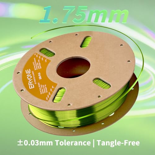 Image of ERYONE Silk PLA Filament for 3D Printer 1.75mm + /- 0.03mm, Shiny Filament 1kg (2.1lbs) /Spool, Neon Green