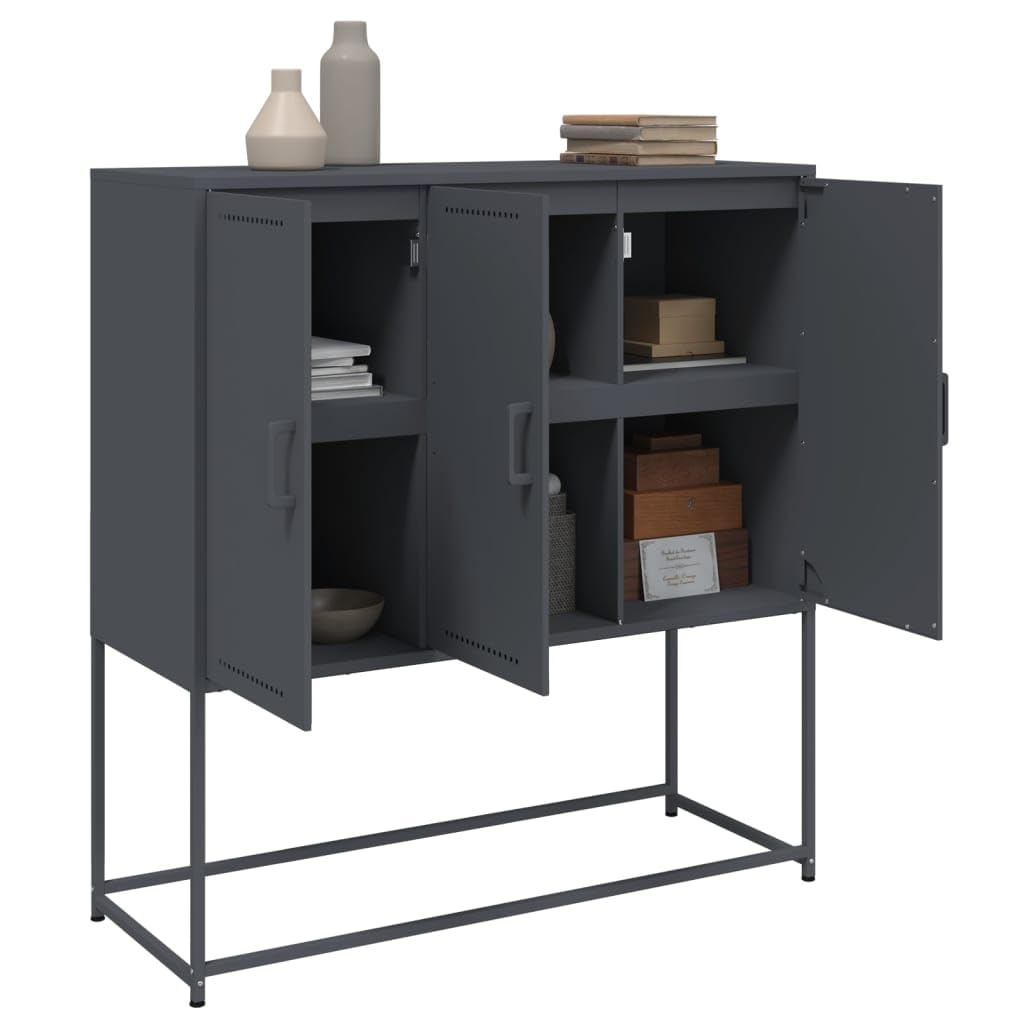 Armadio alto in acciaio, colore antracite, 100,5 x 39 x 107 cm