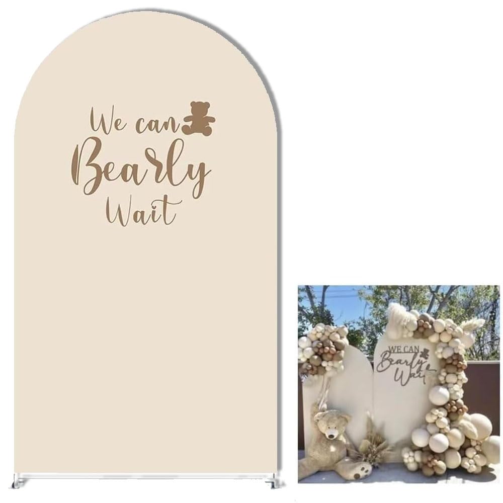 AOSTO We Can Bearly Wait Arch Stand Cover for Baby Shower Birthday Bridal Shower Wedding Party Decoration,Elastic Spandex Fabric (2.6x6ft (78x180cm),
