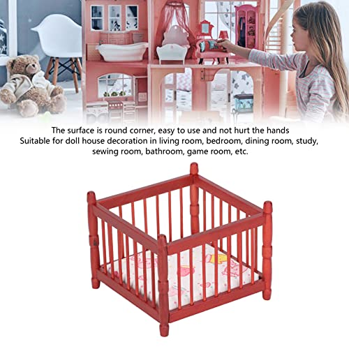 SUNGOOYUE 1:12 Mini Krippe Puppenhaus, Simulation Runde Ecke Puppenhaus Krippe Schlafzimmer Modell mit Matratze… – Bild 7