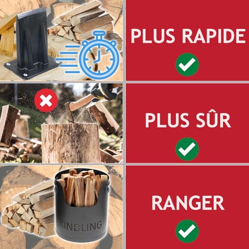 SPARES2GO Petit burin à bois robuste pour fendre le bois de chauffage (3 kg, grand) – vue 3