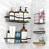 CBYJK Shower Caddy, 5 Pack Shower Shelves, Strong Adhesive Shower Organizer, No Drilling, Large Capa