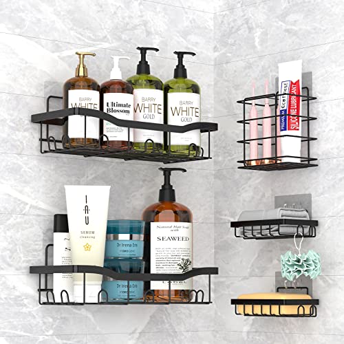 Cbyjk Shower Caddy, 5 Pack Shower Shelves, Strong Adhesive Shower Organizer, No Drilling, Large Capacity, Rustproof Stainless Steel Bathroom Shower Organizer, Perfect For Bathroom, Kitchen #TOP3