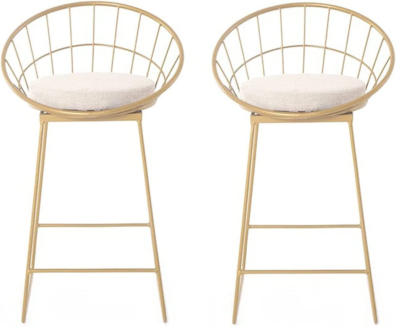 GRDDBZA Modern Bar Stools Set Counter Height Dining Chairs Bar Stool with Cushion Bar Chairs Metal Frame Modern Style Barstool Counter Height Stools with Back Footrest(Gold,75cm)