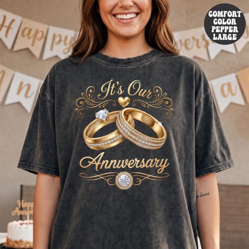 Image of Anniversary Matching Shirts, for Couple, Heart Design T-Shirt Set, Wedding Present, Honeymoon Outfit