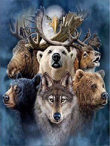 DIY 5D Diamond Painting Kit Embroidery Rhinestone Cross Stitch Arts for Craft Home Wall Decor Deer Bear Wolf 30 x 40 cm / 11.87 x 15.75 inches