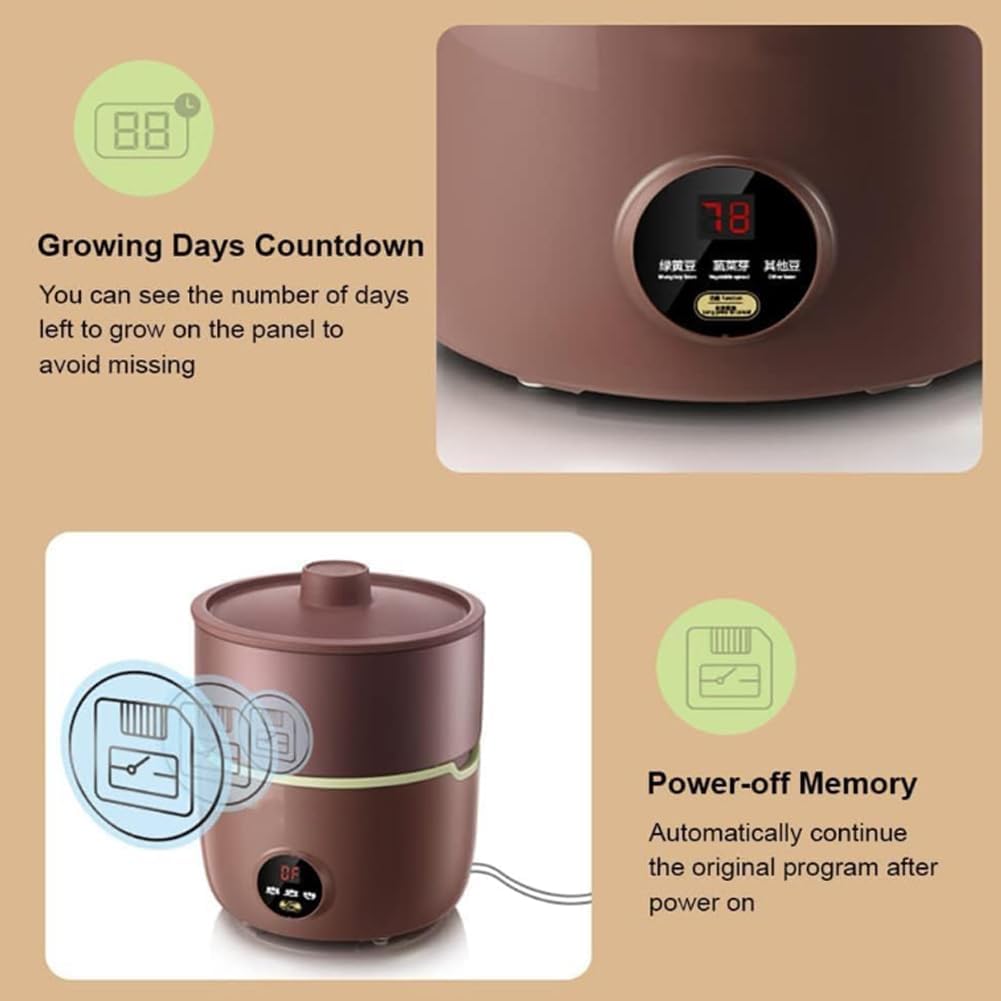 Germoir électrique pour la Culture des Haricots, 2,1 L, Grande capacité, avec bac de Germination et arrosage Automatique, pour Le développement des GR