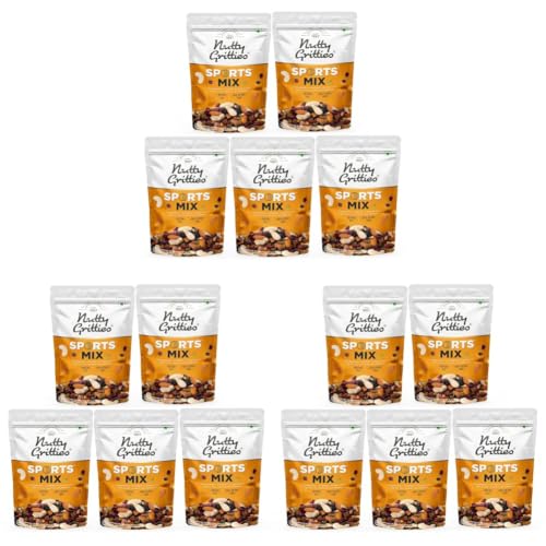 Image of Nutty Gritties Premium Sports Mix 350g (Pack of 15, Sports Mix 1.75 Kg) Roasted Almonds, Cashews, Pistachios, Dried Blueberries, Cranberries and Raisins | Resealable Pouch