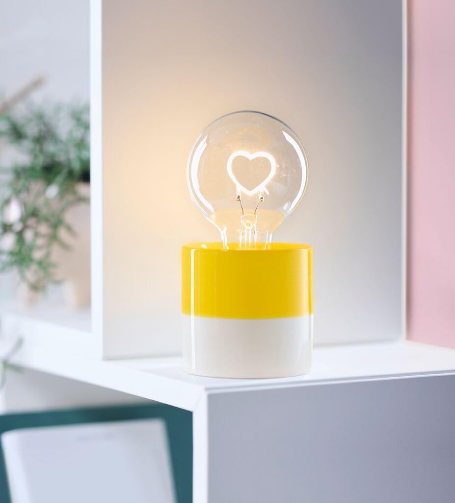 moses. Smile LED-Dekoleuchte Glühbirne mit Herz, batteriebetriebene Tischlampe mit LED-Licht, dekorative Beleuchtung für die ganze Wohnung, Hochzeiten oder Feiern, Gelb Beleuchtung