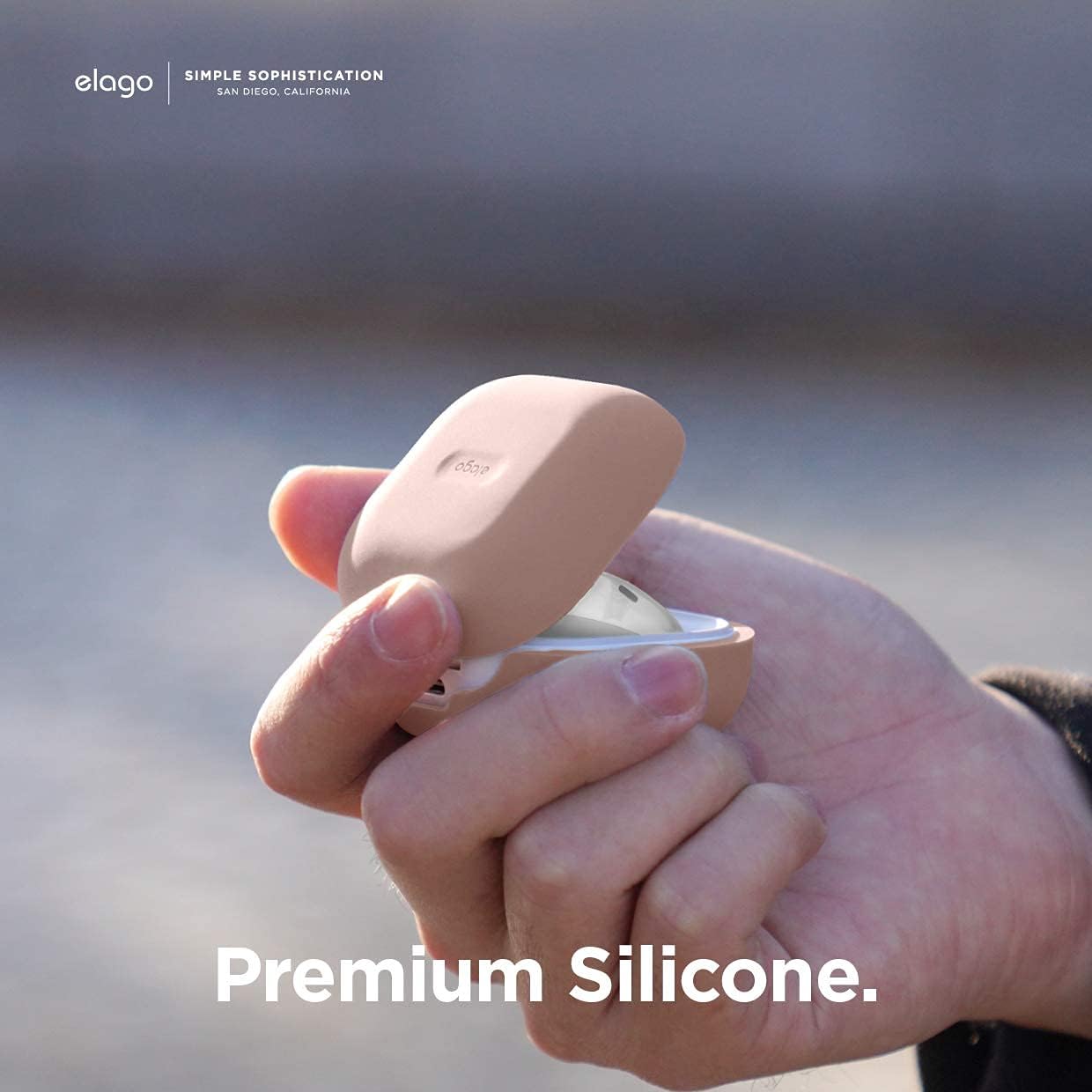 elago Silicone Case Compatible with Samsung Galaxy Buds 2 Pro Case (2022) / Galaxy Buds 2 Case (2021) / Galaxy Buds Pro Case (2021) / Galaxy Buds Live Case (2020) [US Patent Registered] [Sand Pink]