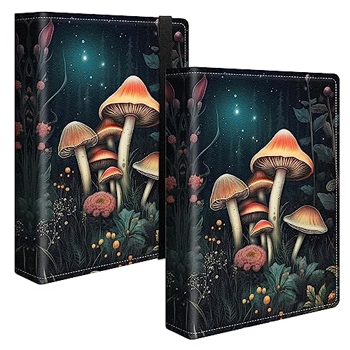 Image of Mushroom 4x6 Inch Photo Album with 120 Pockets, Faux Leather Cover, Strong Elastic Band, Transparent Pages for Accommodating Photos