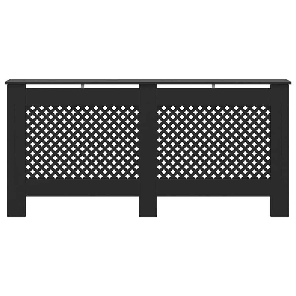 Copertura per termosifoni in MDF nero, 172 x 19 x 81,5 cm, con design a lamelle, copertura per termosifoni con motivo a nido d'ape, accessorio per valvola termostatica, supporto chiave di