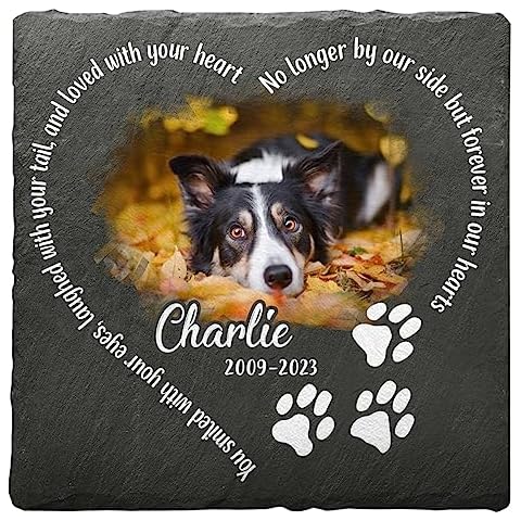 Kilyhome Personalized Pet Memorial Gifts, Dog Bereavement Gifts, Square Shaped Cat Memorial Stones, Memorial Plaques, Paw Print, Dog Memorial Gifts for Loss of Dog Sympathy Gift Cover