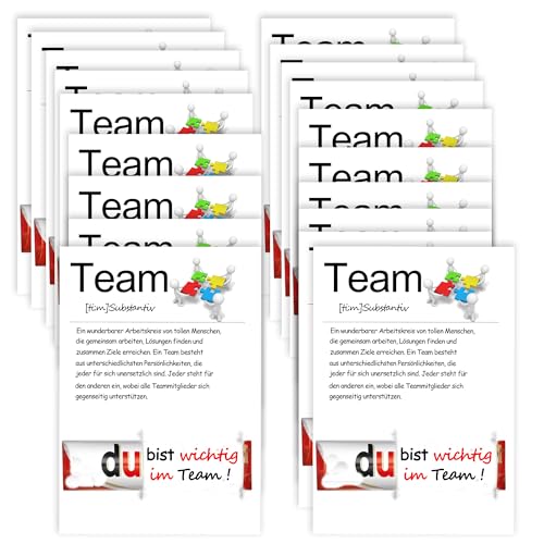 MKISHINE Teamkarten für duplo Schokolade, 30 Stück, Dankeschön-Karten für Kollegen, Büro-Abschiedskarten, Mitarbeiter-Geschenke