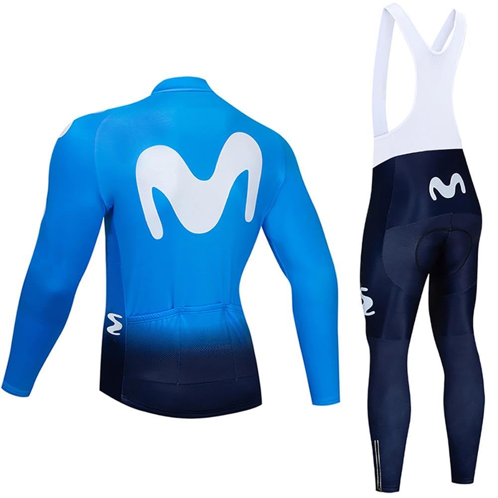 Moxilyn Conjunto Jersey De Ciclismo,Polar Térmico De Invierno Manga Larga,Ropa De Ciclismo,Top De Manga Larga y Pantalones Largos De Johns,Set De Ciclismo Caliente,Cálido ya prueba de viento