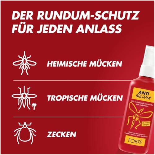 Anti Brumm Forte Pumpspray, 2 x 75 ml: Insekten-Repellent für effektiven Schutz gegen Mücken und Zecken, Mückenspray mit DEET