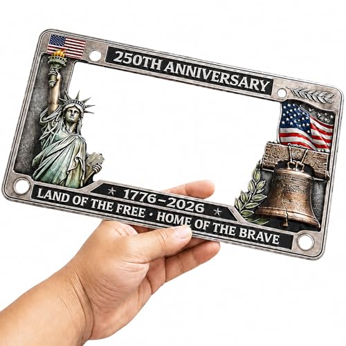 250th Anniversary Commemorative License Plate Frame United States 250 Year American Car Plate Frame Universal Patriotic License Plate Frames for Cars Trucks SUV (Style A 1pc)