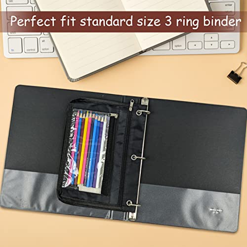 Yoeejob 1 Pack Pencil Pouch For 3 Ring Binder, Expandable Binder Pouches With Zipper, Large Capacity Pen Holder Case With Clear Window School Class Office Organizers, Black #TOP4