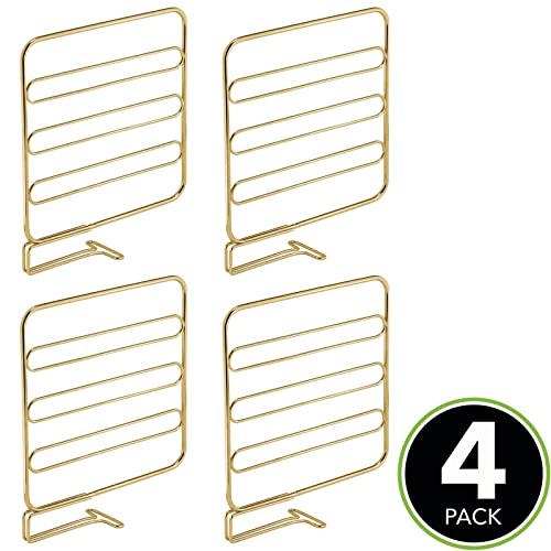 Mdesign Versatile Metal Wire Closet Shelf Divider And Separator For Storage And Organization In Bedroom, Bathroom, Kitchen And Office Shelves - Easy Install, 4 Pack - Soft Brass #TOP1