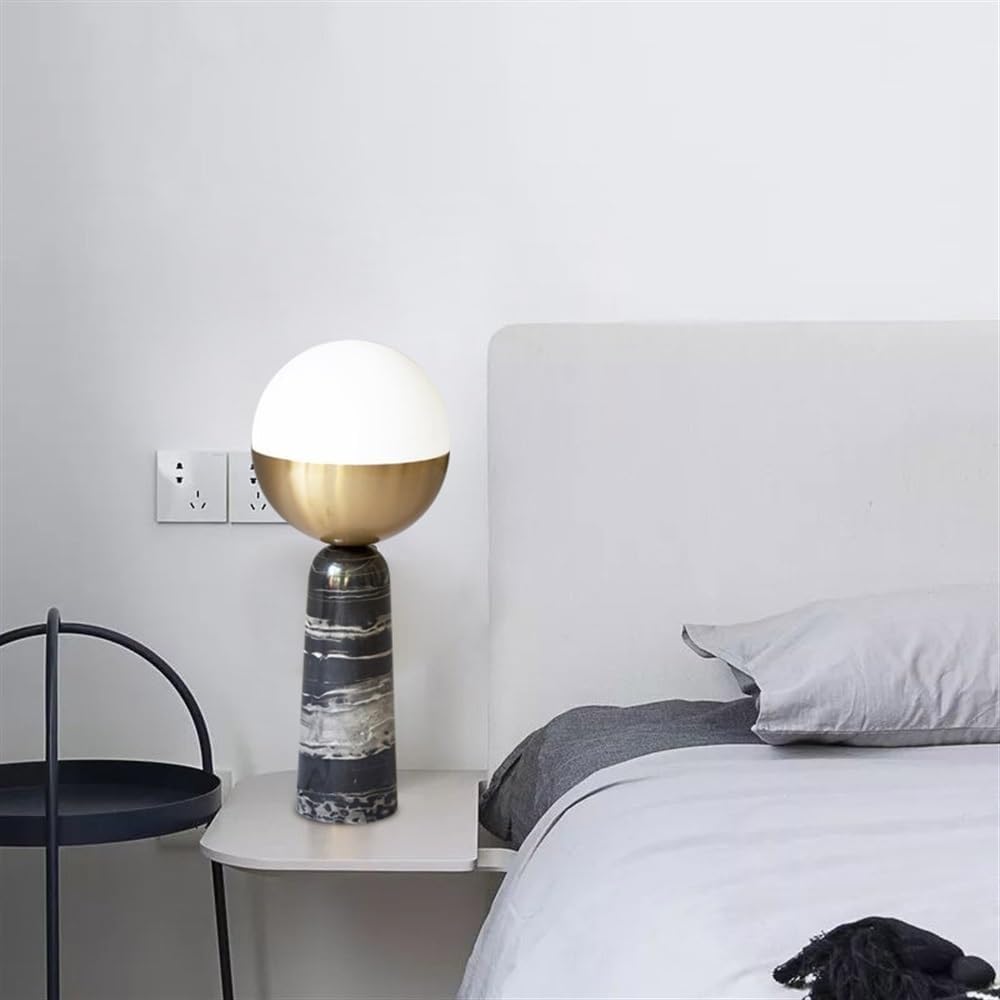 Lampada da comodino in vetro, lampade da tavolo con base in marmo, comodino studio stand luce industriale retrò arredamento comò