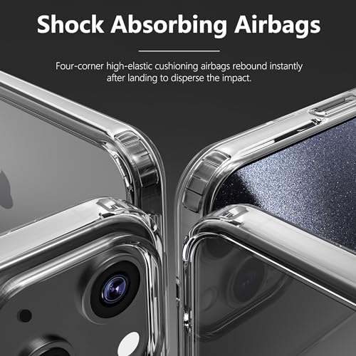 ONES HD超透明 iPhone14ハード ケース 米軍MIL規格 超耐衝撃 エアバッグ 〔 高靭性強化PCガードボード ✚ 高弾性衝撃吸収TPUバンパー 〕『 画面 · レンズ保護、Qi充電 』 滑り止め 超軽量 持ちやすい 美しい 黄変防止 クリスタル クリア カバー