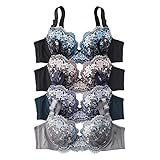 [ニッセン] ブラジャー 花柄刺しゅうブラジャー４枚組 4枚組(ダークカラー) D95