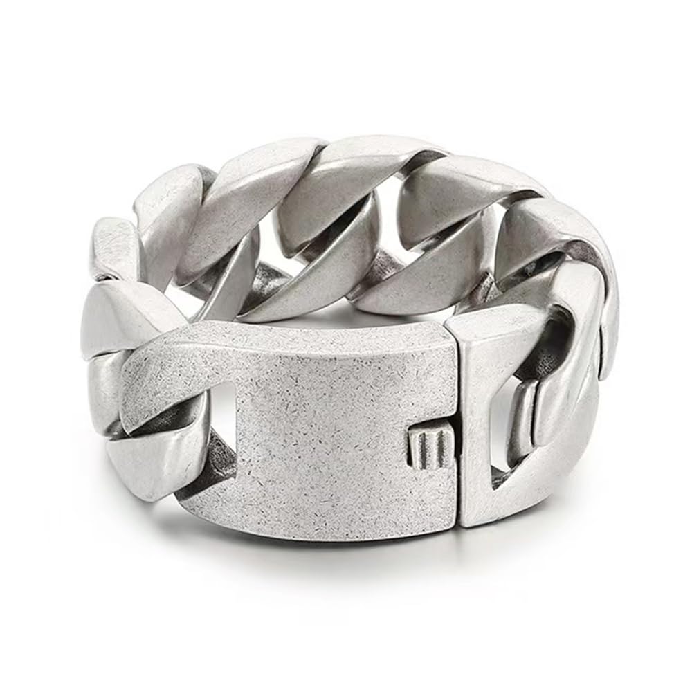 Qiaonitu Bracciale da uomo in acciaio inox 316L, 31 mm, con grande spazzola spessa e pesante, opaco, stile hiphop punk, da motociclista, da uomo