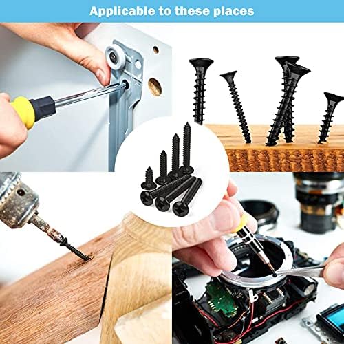 Self Tapping Screw Assortment Kit 480 Pcs/7 Sizes, M3 304 Stainless Steel Wood Screw Phillips Flat Head, Drywall Screws Kits for Plastic Wood Soft Metal