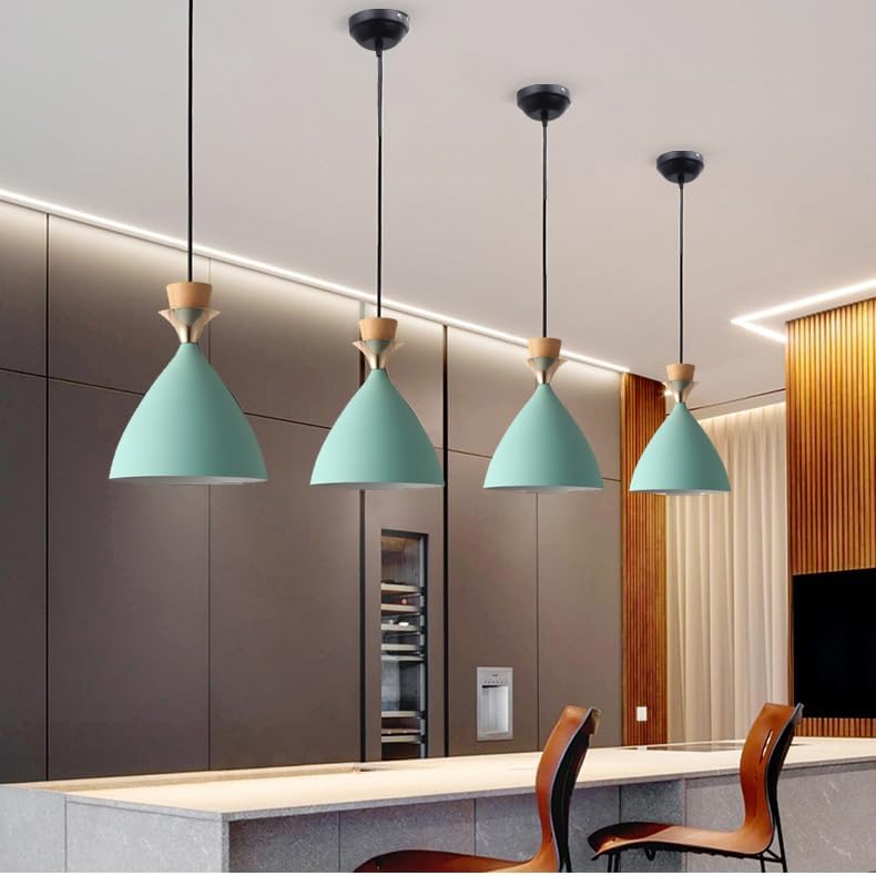 Image of Modern Aqua Blue Dome Hanging Pendant Light for Ceiling, Aluminium, Antique Decor, E-27 Holder, Bulb not Included, Pack of 4