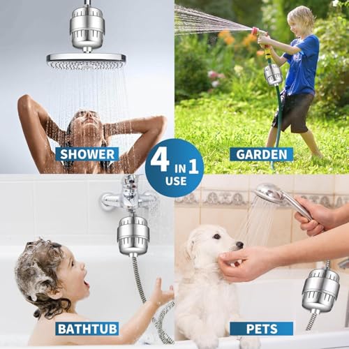 Image of 2-Pack 20-Stage Shower Filter Universal Replacement Cartridges - Suitable for Hard Water Purifiers, Removes Chlorine, Heavy Metals, Iron, Other Sediments, Softens Water, Improves Skin and Hair
