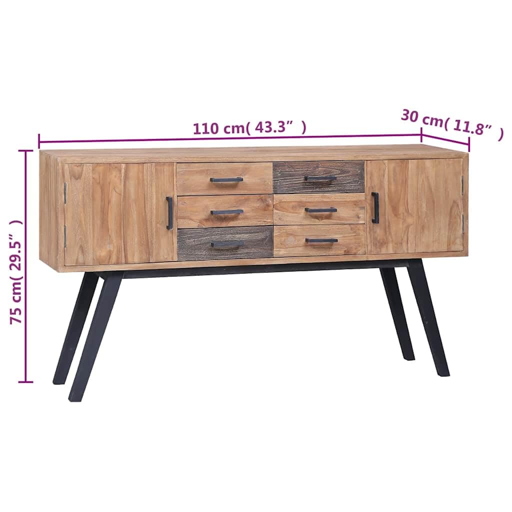 Armadietto in legno massello di teak, 110 x 30 x 75 cm, credenza