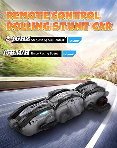Lanjinlin Remote Control Car Rc Cars, Upgraded Rc Stunt Snake Car, 360° Roll Rotation Car Toys With Led Lights, 2 Batteries, Indoor/Outdoor Racing Games Toys For Kids Ages 6+, Grey #TOP1
