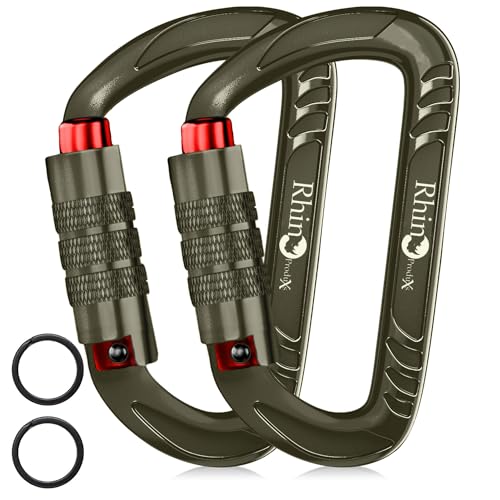 Rhino produxs 12kn heavy duty lightweight carabiner clips with keyrings excellent for securing pets outdoor camping hiking hammock dog leash harness keychains