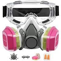 Matlarn Professionelle Wiederverwendbare Atemschutzmaske mit Filter, Halbgesichts Staubmaske mit Schutzbrille, Gasmaske Atemschutzmaske für Malerei, Chemie, Organische Dämpfe, Schweißen, Polieren