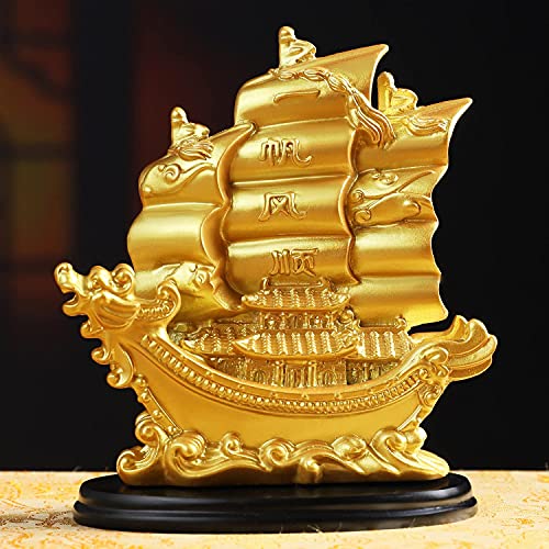 Sailing Ship Statue Wealth Ship Feng Shui Decor for...