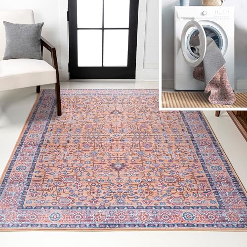 Image of JONATHAN Y Machine Washable Multi Indoor Area Rug 3X5 ft, Kemer for Living Room, Bedroom, Kitchen, Office, Easy-Cleaning, High Traffic, Pet-Friendly, Non-Shedding (WSH104A-3)